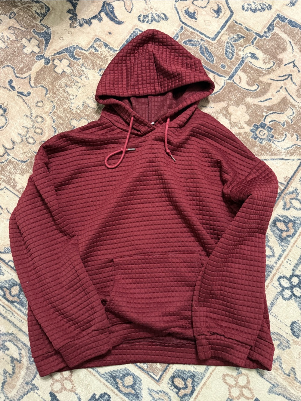 Othr Maroon Textured Waffle Hoodie